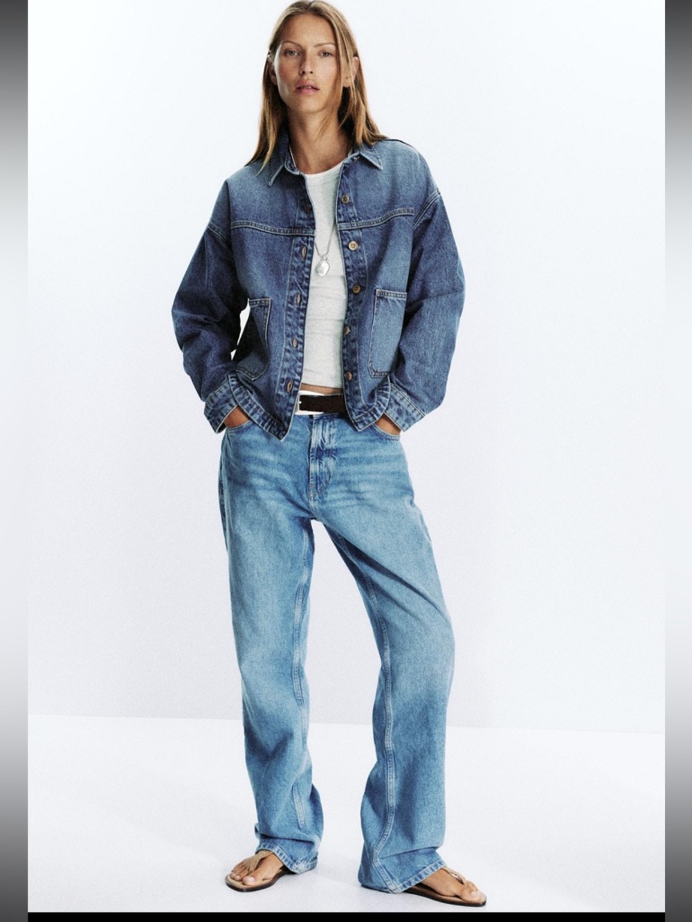 Zara Z1975 mid blue denim jacket